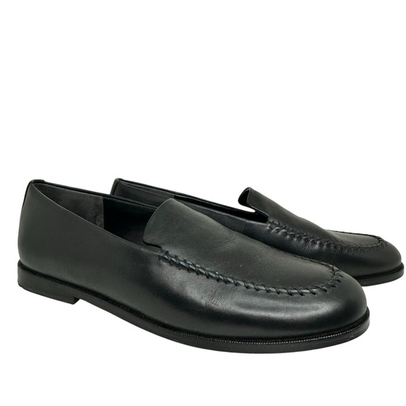 Nordstrom Black Leather Loafers Size 8 - Picture 1 of 6